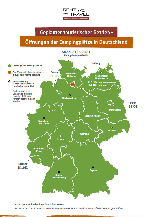 Öffnungen der Campingplätze in Deutschland