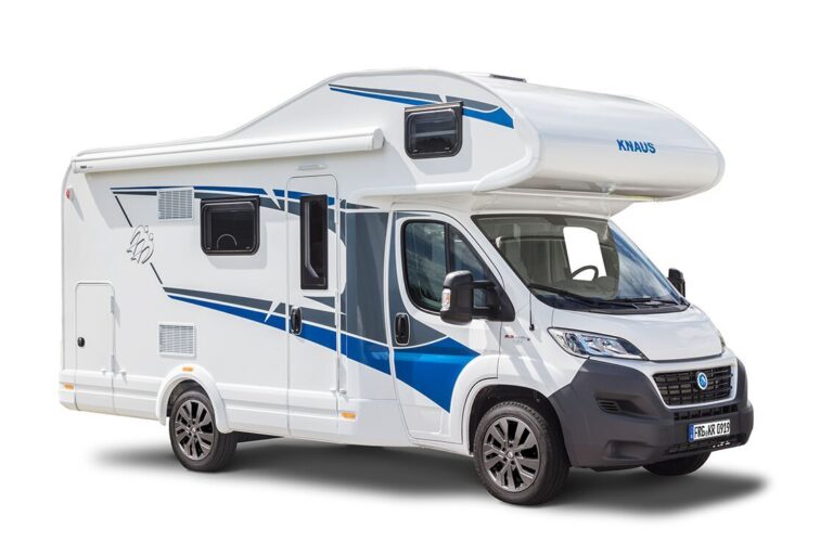seitlicher Außenanblick von einem Wohnmobil